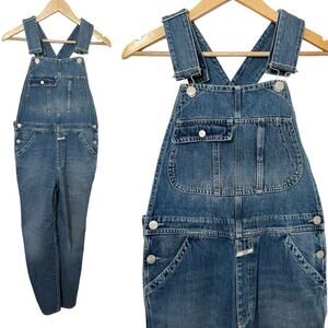 Free People CLOSED Dungaree‎ Relaxed Denim Overalls Size 25 Blue Utility Retro